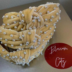 Pearl Yellow Velvet Headband